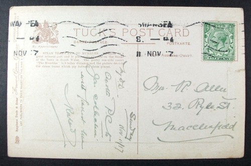 POSTAL Tranvías de vapor a Mumbles; Glosso gema enmarcada por Raphael Tuck; Swansea 1917 - Imagen 2 de 2