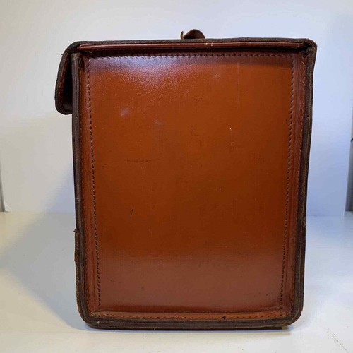 Vintage Brown Leather Camera Bag / Briefcase Embossed US Gypsum - Picture 6 of 18