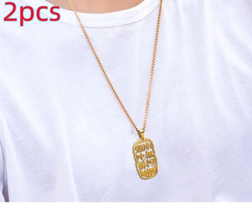 2PCS Feng Shui Titanium Steel Namo Amitabha Pendant Buddhist Amulet Necklace - Picture 1 of 8