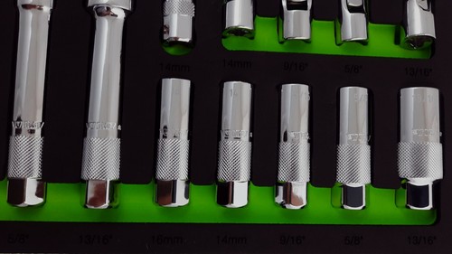 13 PC Spark Plug Sockets Master Set Std, Extra Deep, Universal, Thin, Vim SPM100 - Picture 11 of 12
