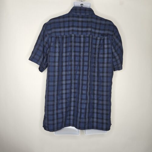 Marmot L Short Sleeve Button Down Hiking Outdoors Blue Plaid Shirt 180/96A - Picture 2 of 8