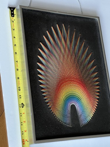 RARE EARLY 1970S GEOMETRIC STRING ART COMPOSITION STRING MANDALAS JON KLINE - Picture 7 of 24