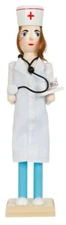 Wooden Christmas Nutcracker, 15", WHITE FEMALE NURSE WITH TRAY & STETHOSCOPE, BO