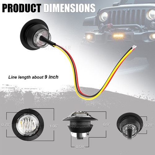 20x Round Amber Blue Dual Color Side Marker Lights LED Bullet Truck Trailer 12V - Picture 5 of 6