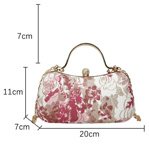 Chain Strap Crossbody Bag Embroidered Single Shoulder Bag Banquet Bag Party - Picture 2 of 17