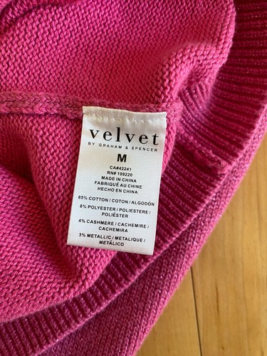 VELVET BRAND pink cotton sweater with metallic thread new with tags - Picture 4 of 4