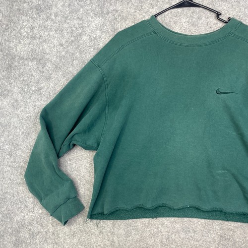 Vintage Nike Crew Neck Sweatshirt Crop Top 90s White Tag Medium Made in USA - Picture 2 of 11