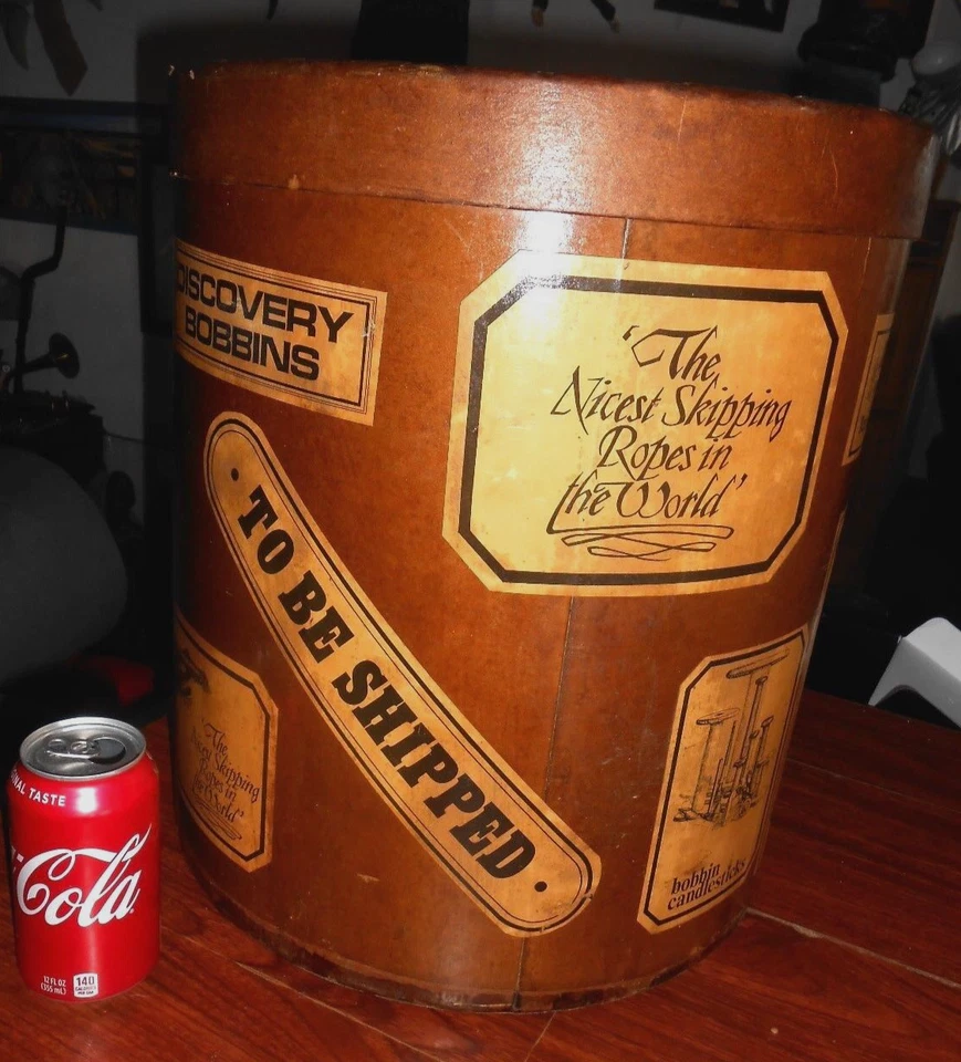Retro Industrial Display Barell Sewing Drum Sew Box Bobbins England 16"x14" - Image 4 of 4