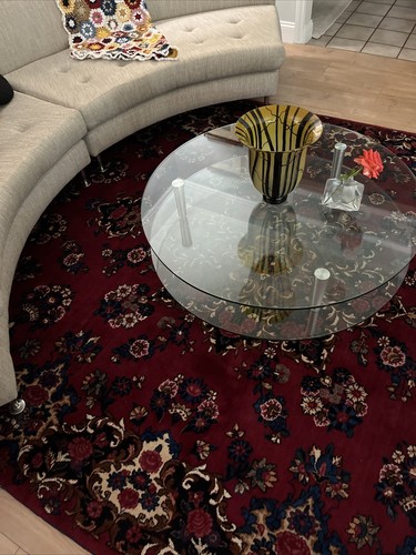 MCM Sectional And Coffee Round Glass Coffee Table - Picture 13 of 19