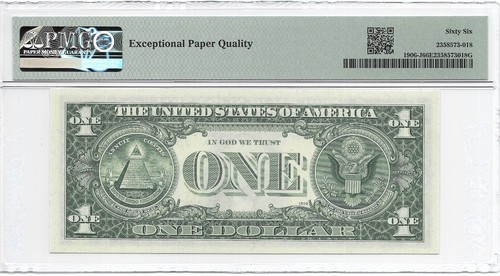 1969C $1 KANSAS CITY FRN. PMG GEM Uncirculated 66 EPQ Banknote. J/A Block - Picture 2 of 2