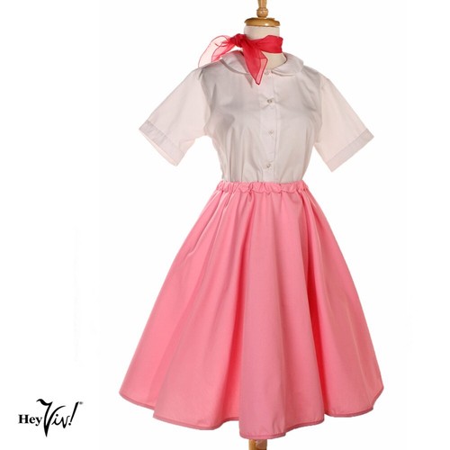 Full Circle Skirt w Elastic Waist Light Pink Poplin Size S/M W24 to 29 - Hey Viv - Picture 2 of 5