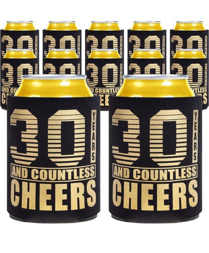 Cheers Beers to 30 Years Can Holder Cooler Koozies Birthday Anniversary 12pieces - Bild 1 von 6