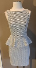 Banana Republic 0 XS Black & White Sleeveless Peplum Style Office Core Dress