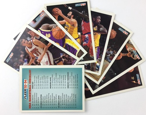Los Angeles Lakers Group of 7 Fleer 93-94 Player Cards + Player Checklist - Picture 1 of 9