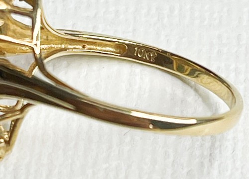 10K Gelbgold natürliche Smaragde & Diamant Akzent Ring Größe 7,75 - Bild 6 von 6