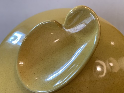 Vtg MCM Frankoma Yellow Gold Casserole & Warming Stand Fondue Bean Pot Casserole - Picture 12 of 13