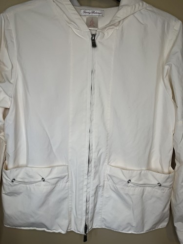 Tommy Bahama White Linen Jacket Top Utility Coat Full Zip Women Small F2 - Photo 2 sur 10