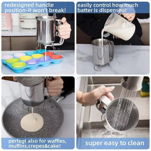 Stainless Steel Donut Cupcake Waffle Batter Funnel Pancake Dispenser Baking Tool - Picture 18 of 23