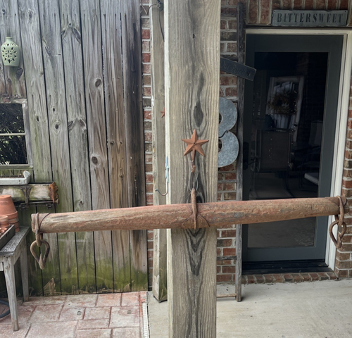 Antique 34” Single Tree Yoke Horse Ox Mule Wooden Harness Hooks Rustic Vintage