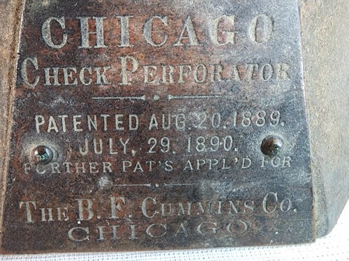 B. F. CUMMINS CO. Antique Manual Perforator *Works* 1890 Pat., Chicago NICE! - Picture 15 of 17