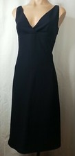 Banana Republic Solid Black Dress Empire Waist A-line Sleeveless V-Neck Dress 0