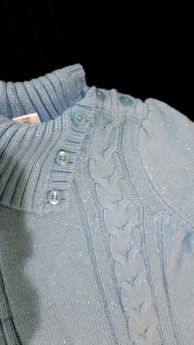 GYMBOREE Girls Blue Cable Knit Sparkle Turtleneck Long Sleeve Sweater Dress Sz 9 - Picture 5 of 7