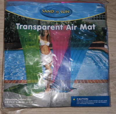 Sand N Sun Pool Raft Air Mat 6 ft x 27'' Transparent Floating Raft Pink Pool