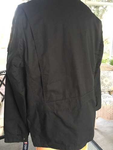 Chaps Black Jacket Coat Zip Front Cotton Twill Lined Medium Weight Mens Sz L - Picture 4 of 11