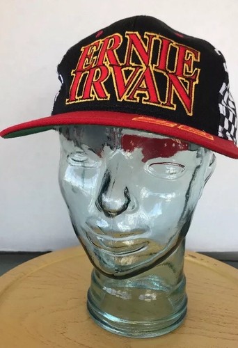 Nascar Ernie Irvan 28 Hat Cap Ford Racing Snapback Black Red Checkered USA - Picture 2 of 12