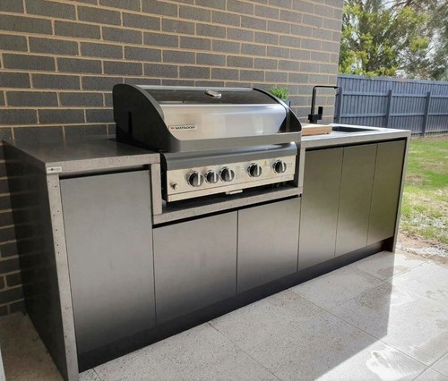 Outdoor Kitchen Polished Real Concrete Benchtop And Cabinetry Outdoor Kitchen Polished Real Concrete, Outdoor Stone Benchtop