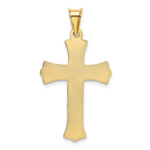 14k Yellow Gold Satin & D/C Crucifix Cross Religious Charm Pendant 1.46 Inch - Picture 3 of 4