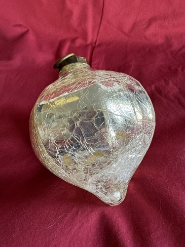 BEAUTIFUL Vintage Kugel Style Lg Heavy Teardrop/Onion Mercury Silver Ornament - Picture 5 of 18