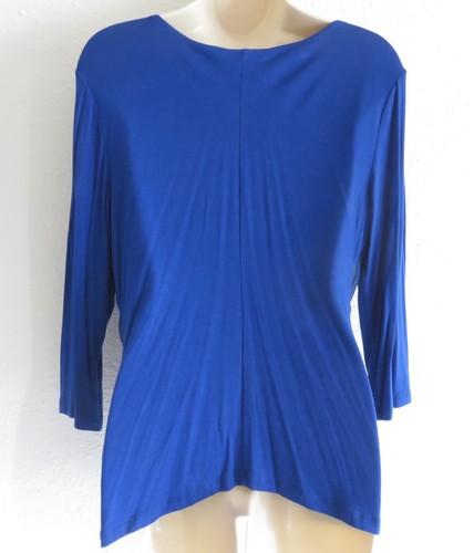 Suzie in the City Blue Sheer Overlay Drape Front Top 3/4 Sleeves Size M NWT - Picture 4 of 5