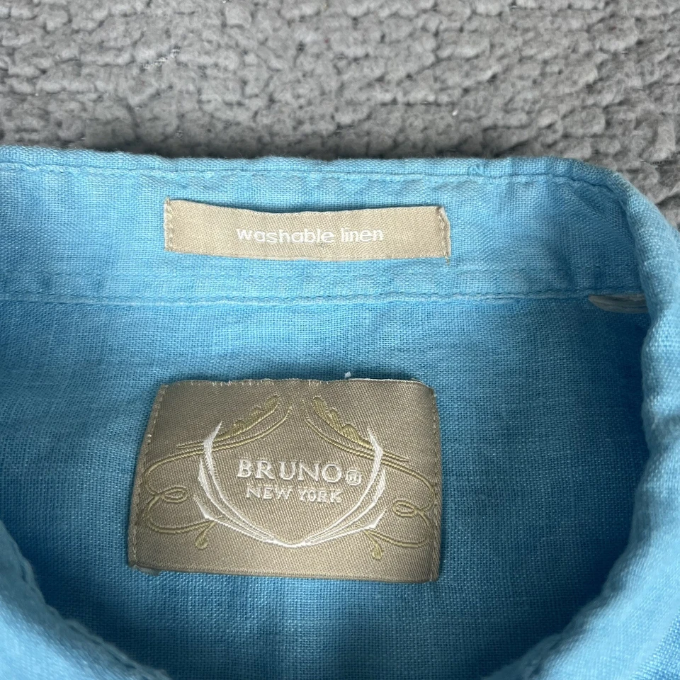Bruno New York Linen Shirt Mens  Extra Large Short  Sleeve Button Up Blue Casual - Image 3 of 4