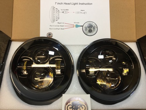 7" Inch LED 40W Headlights Pair Land Rover Defender DOT E MARKED UK EU US - Picture 2 of 8