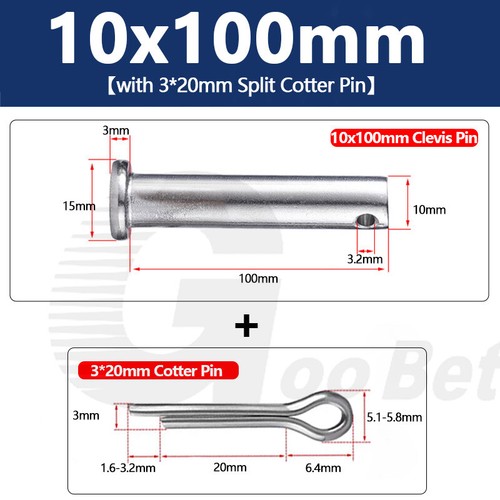 Clevis Pin Hinge Pin Retaining Pin with Cotter Pin Stainless Steel Metric 304 A2 - Picture 112 of 182