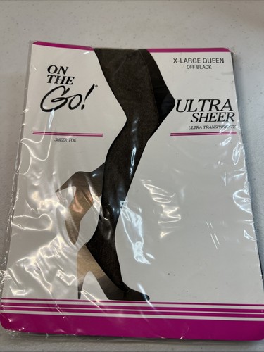 On the Go Ultra Sheer Pantyhose Size X-Large Queen Off Black NIP