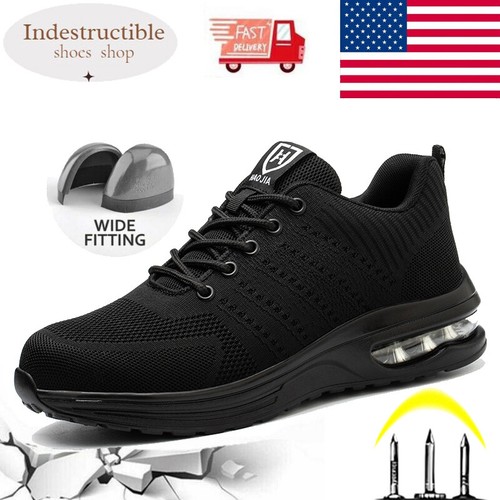 Zapatos de seguridad para hombre botas de trabajo con punta de acero zapatos negros ligeros indestructibles - Imagen 2 de 15