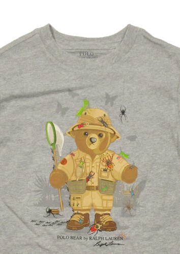 Polo Ralph Lauren Boys Grey Heather Polo Bear Graphic Print Short Sleeve T-Shirt - Picture 2 of 2