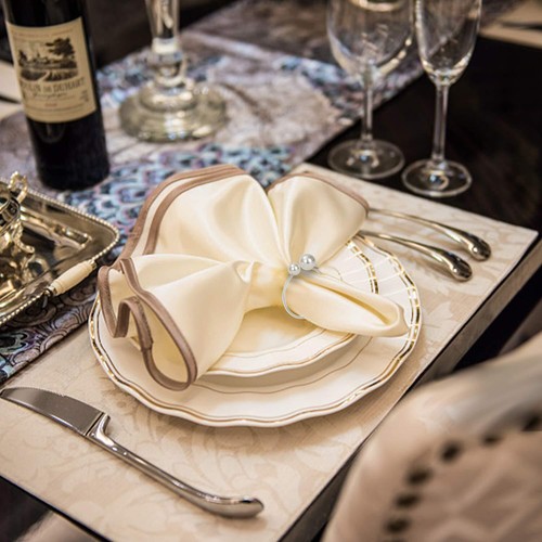 Pearl Napkin Rings - Set of 20 Silver Napkin Holder Table Napkin Buckles for ... - Picture 3 of 7