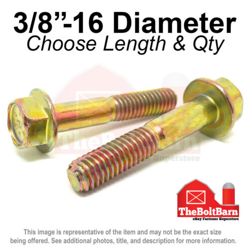 3/8 "-16 Grado 8 Tornillos de brida hexagonal Pernos del marco Amarillo zinc (longitud y cantidad de la púa) - Imagen 8 de 12
