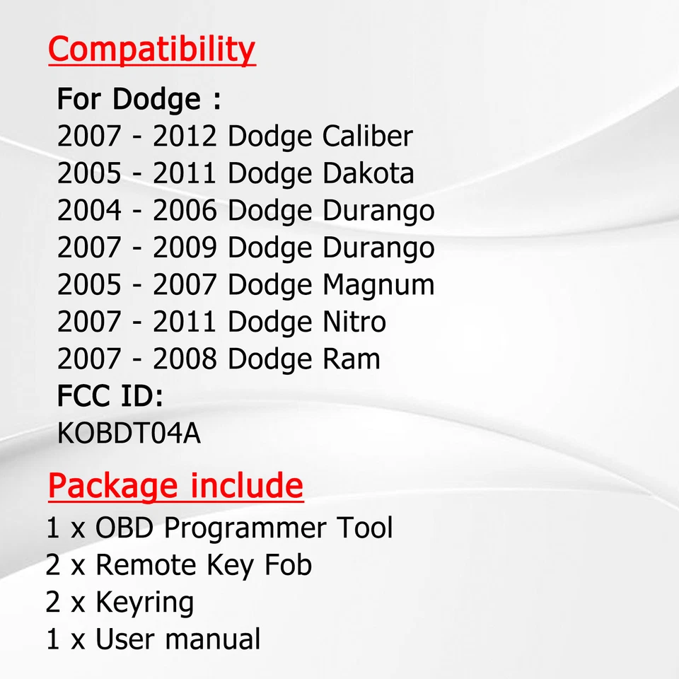 2 Remote Key Fob Program DIY For 2005 2006 2007 Dodge Magnum 3 Button KOBDT04A - Image 2 of 4