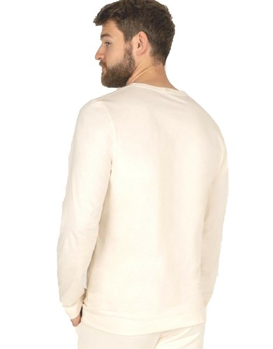 Camisa ética 100% orgánica sin blanquear algodón para hombre blanca manga larga pequeña - Imagen 3 de 10