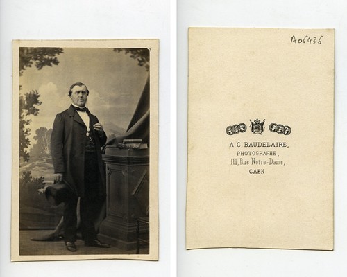 France Caen Portrait Man Second Empire Old Photo CDV Baudelaire 1860's - Imagen 3 de 3