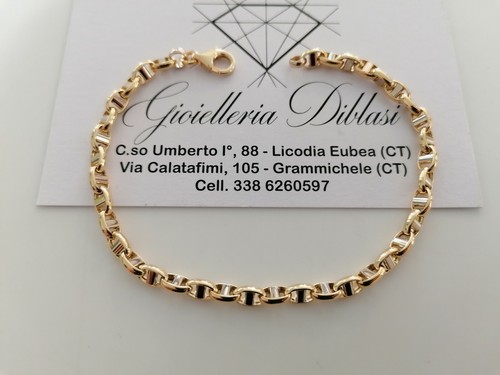 BRACCIALE ORO 18 Kt 750% Uomo Donna Unisex Bicolore GIALLO BIANCO Maglia Catena - 第 2/10 張圖片
