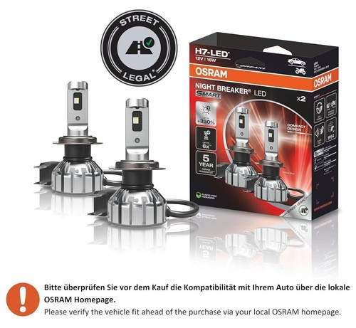 OSRAM NIGHT BREAKER LED H7 330% Set für Dacia Logan 2 Bj 2015+ mit Zulassung - Bild 9 von 10