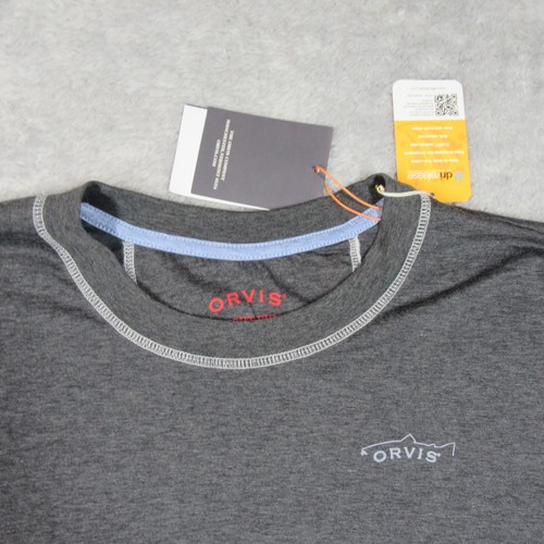Orvis Hemd Herren 2XL grau Forelle Po Logo Langarm meliert Angeln feuchtigkeitsableitend Neu mit Etikett - Bild 2 von 11