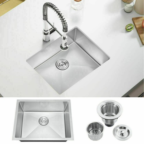 Kitchen Sink Undermount Anti-Stain Single Bowl sink 304 Stainless Steel Handmade - Picture 4 of 10