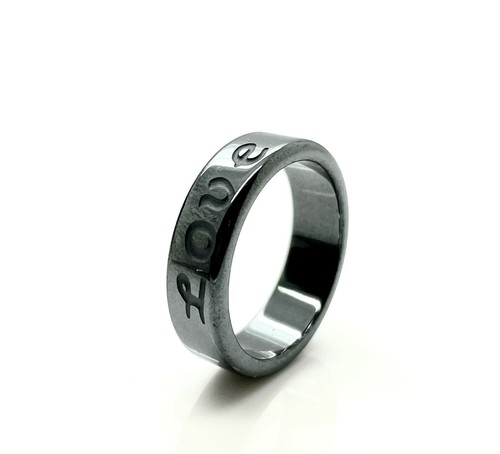 Liebe graviert schwarz echt nicht magnetisch Hämatit Basic Ring Band für Mann Frau R42 - Bild 7 von 10