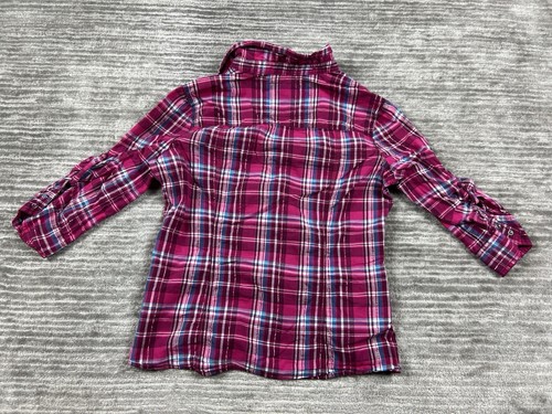 Arizona Top Womens Large Plaid Multicolor 3/4 Sleeve Snap Metallic - Picture 7 of 11